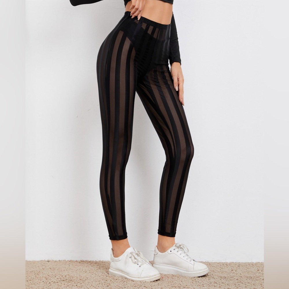 Mulvari high waist striped mesh leggings